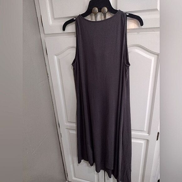 𝅺Eileen Fisher Gray Midi Tank Dress Women's Asymmetrical Hem Size Medium - Picture 8 of 8